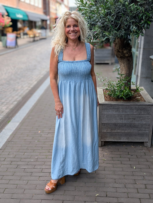 Jeans look boho jurk - Light denim