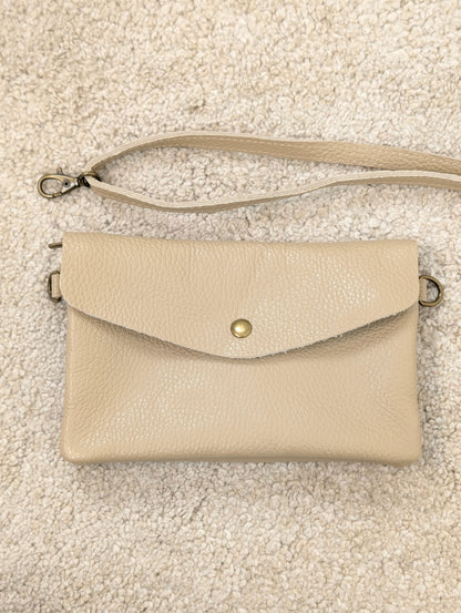 Leren envelop tasje Senna - Taupe