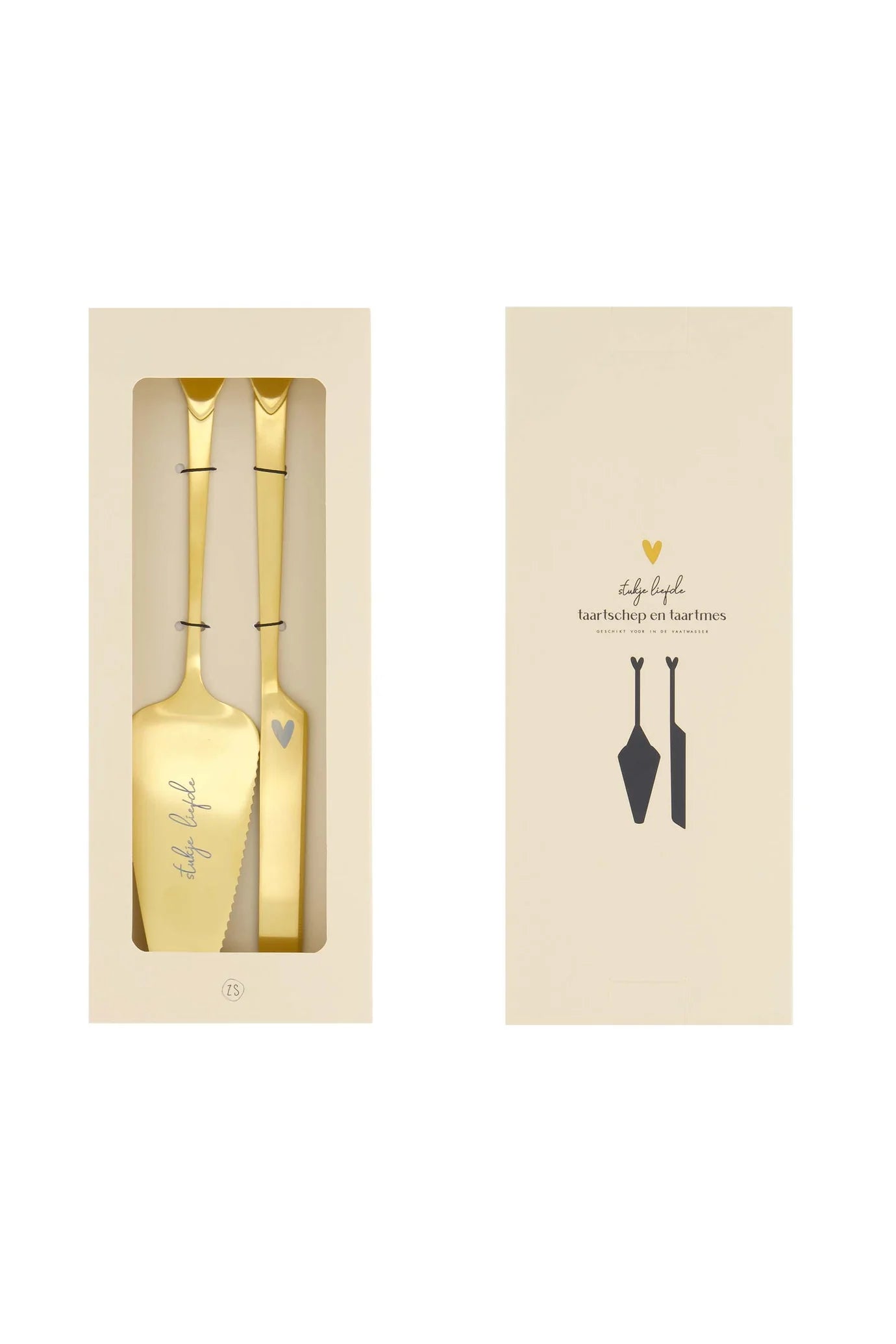 Zusss taartschep en taartmes hartje - Goud