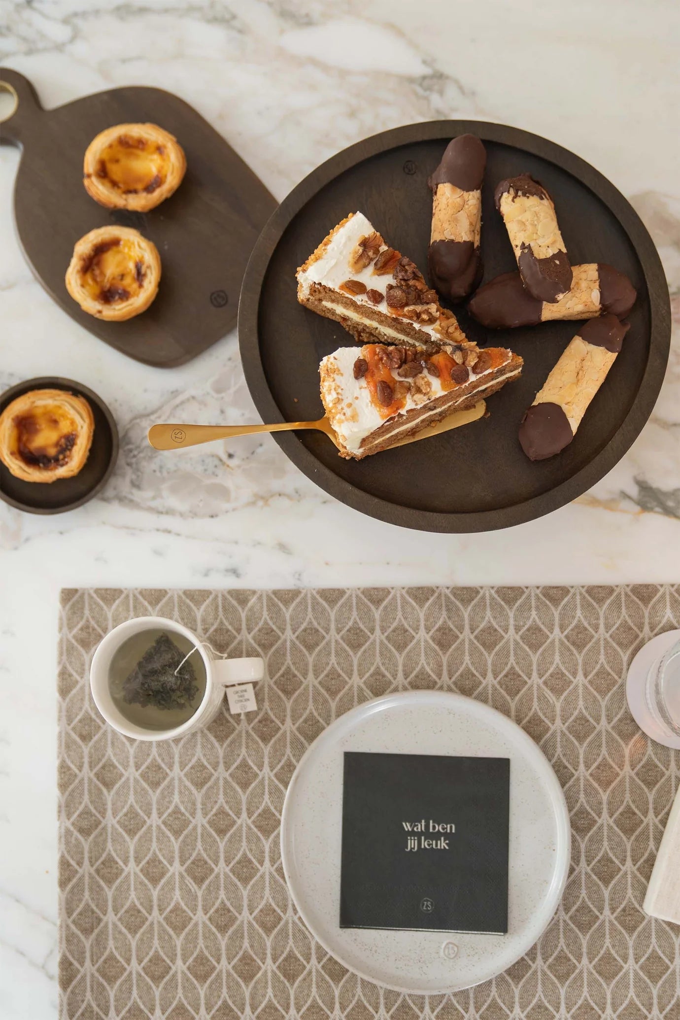 Zusss taartschep en taartmes hartje - Goud