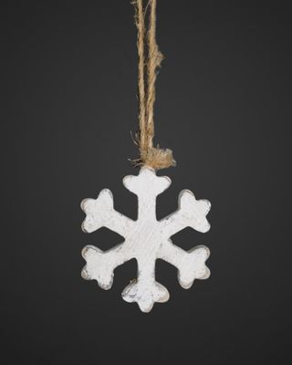 Houten kerst hanger sneeuwvlok Wit - 7cm