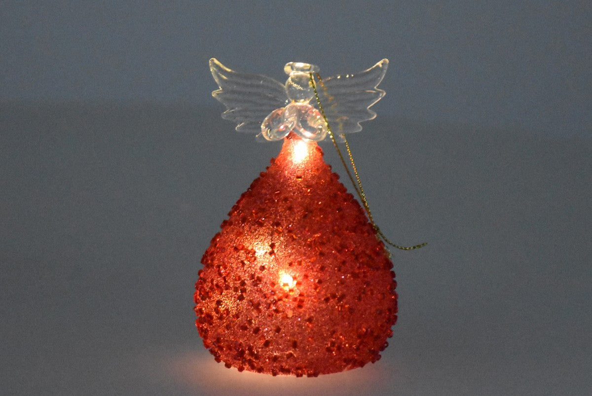 Led angel glass bordeaux - 6x9cm