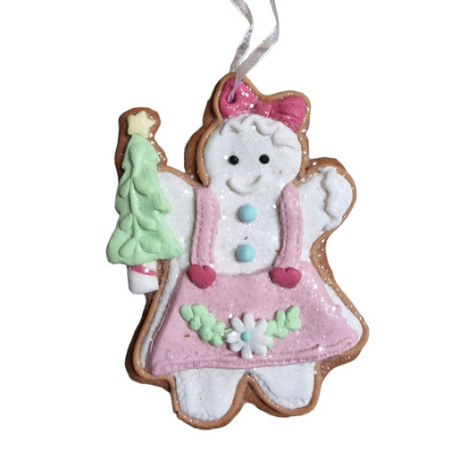 Claydough Cookie hanger Pastel Girl christmas - 11x8