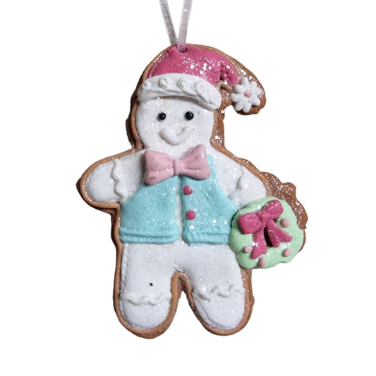 Claydough Cookie hanger Pastel sneeuwpop met krans - 12x9