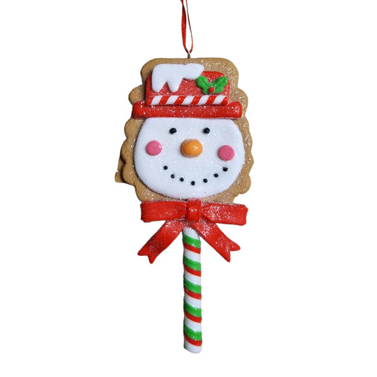 Claydough gingerbread Sneeuwpop lollie - 13.5x5.5