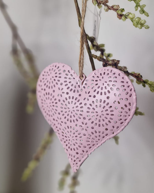 Metalen hanger hart 10cm pastel - Roze