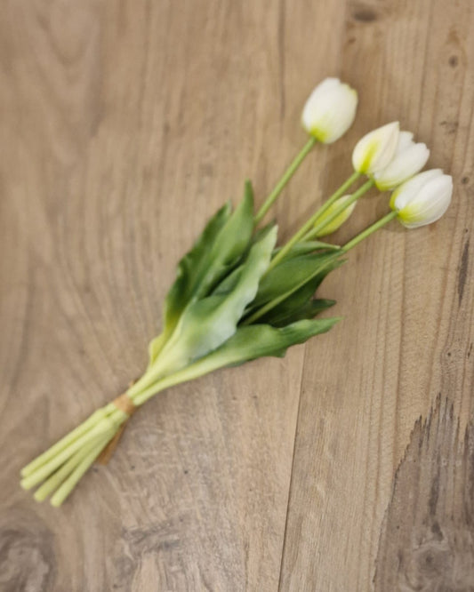 Siliconen tulpen bosje x5 40 cm - Wit