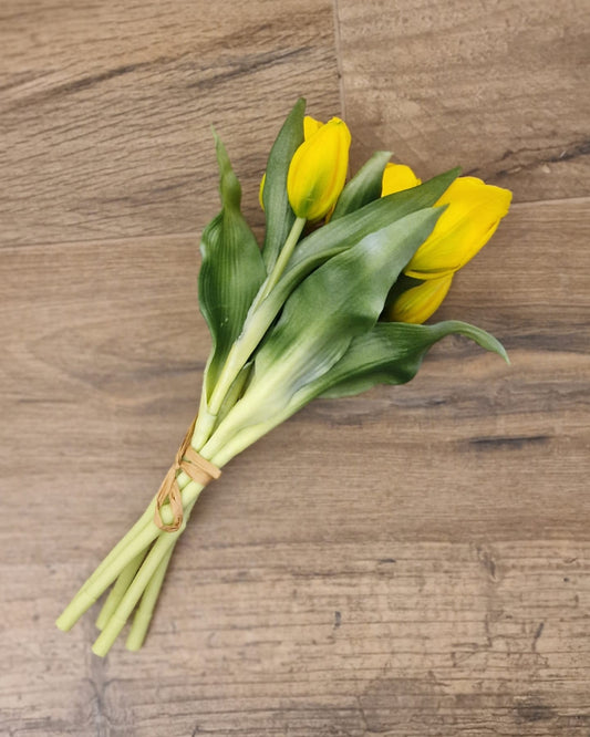 Siliconen tulpen bosje x5 30 cm - Geel