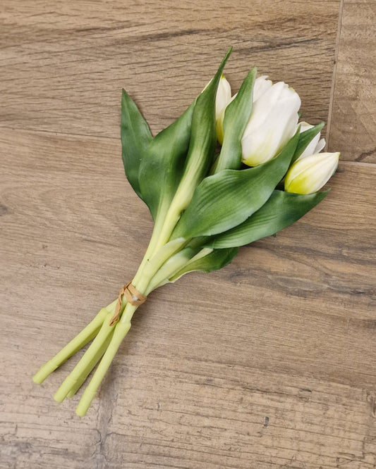 Siliconen tulpen bosje x5 30 cm - Wit