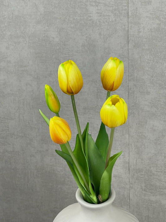 Siliconen tulpen bosje x5 40 cm - Geel