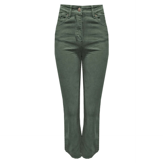 Z&Z 3548 CROPPED FLARED JEANS MET RAFELS ONDERKANT EN STRETCH - Army